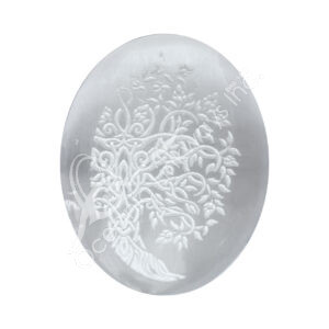 Engraved Tree of Life Selenite Palm Stone
