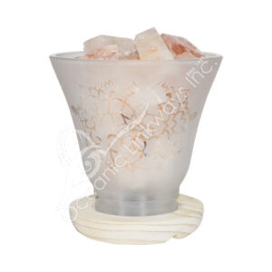 Salt Chunks in Frosted Glass Lamp with Lotus no Cord