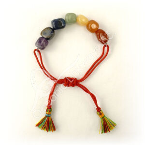 Chakra Tumbled Stones Adjustable Bracelet With Tassels