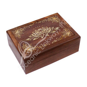 Lotus Laser Engraved Acacia Wood Box