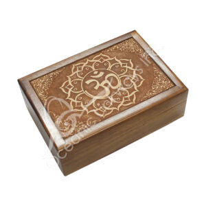 Acacia Wood Laser Engraved OM Lotus Box