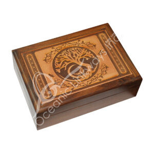 Acacia Wood Laser Engraved Tree of Life Box