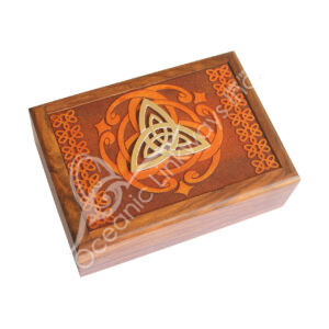 Acacia Wood Laser Engraved Triquetra Box with Charm Triquetra