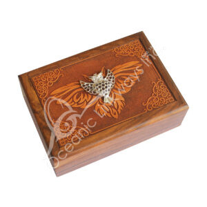 Acacia Wood Laser Engraved Owl Box With Owl Charm