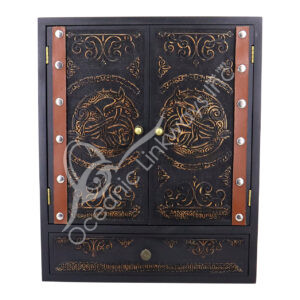 Black Wood Laser Engraved Dragon Hanging Cabinet