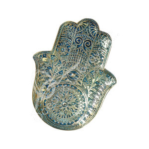 Antique Gold Metal Hand of Fatima Incense Holder