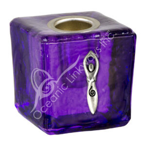 Purple Glass Candle Holder With Spiral Goddess Charm