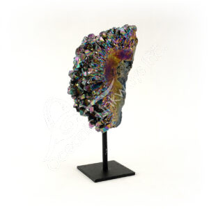 Rainbow Amethyst Plated Titanium Druse with Black Metal Stand