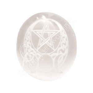 Polished Selenite Celtic Pentacle Palm Stone