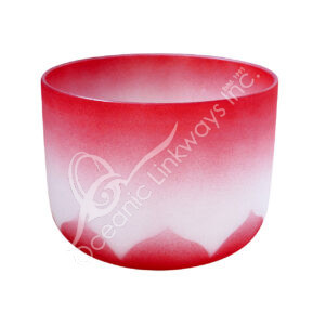Half Color Red Frosted Singing Bowl Tuned with Lotus Design
