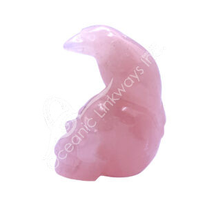 Rose Quartz Raven on Skull Carving