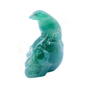 Raven on Skull Green Aventurine Carving