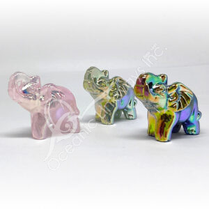 Mixed Stone Elephant Carving Plated AB