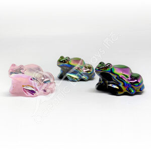Mixed Stone Frog Carving Plated AB