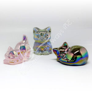 Mixed Stone Cat Carving Plated AB