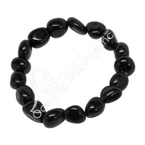 Black Obsidian Tumbled Stones Bracelet (12-15 mm) 7-7.5"
