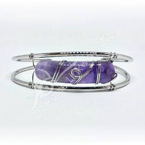 Amethyst Wire Wrap Silver Plated Bracelet