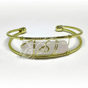 Rose Quartz Wire Wrap Gold Plated Bracelet
