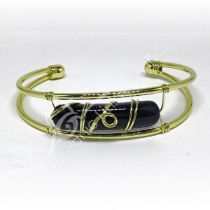 Black Obsidian Wire Wrap Gold Plated Bracelet