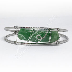 Green Aventurine Wire Wrap Silver Plated Bracelet