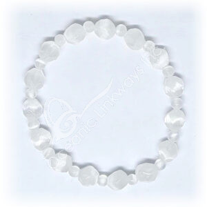 Faceted Selenite Bracelet with alternated Round Beads