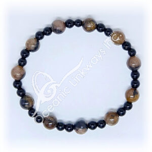 Chiastolite & Black Obsidian Bracelet