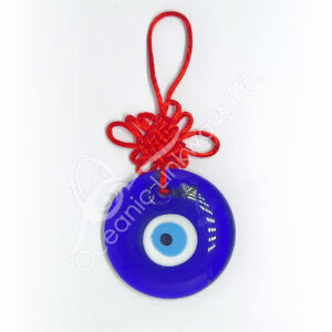 Glass Evil Eye Hanging with Red Knot