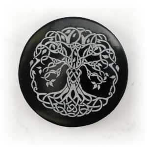 Black Onyx with Pyrite Incense Holder with Tree of Life Design
