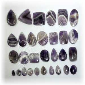 Chevron Amethyst Cabochon Mixed Shapes and Sizes