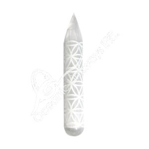 Selenite with Engraved Flower of Life Massager