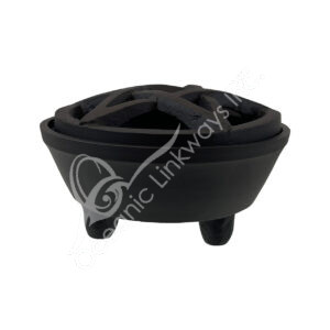 Black Cast Iron Cauldron Incense Burner with Pentacle Lid