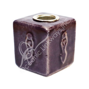 Purple Ceramic Candle Holder with Goddess Embossed