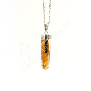 Polished Golden Healer Quartz with Black Tourmaline Pendant