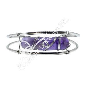 Amethyst Wire Wrap Silver Plated Bracelet