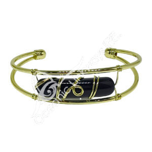 Black Obsidian Wire Wrap Gold Plated Bracelet