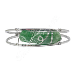 Green Aventurine Wire Wrap Silver Plated Bracelet