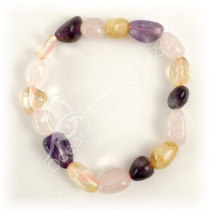 BRACELET - TUMBLED STONES AMETHYST, ROSE QUARTZ & CRYSTAL QUARTZ (8 X 10 MM) 7.45-7.5"